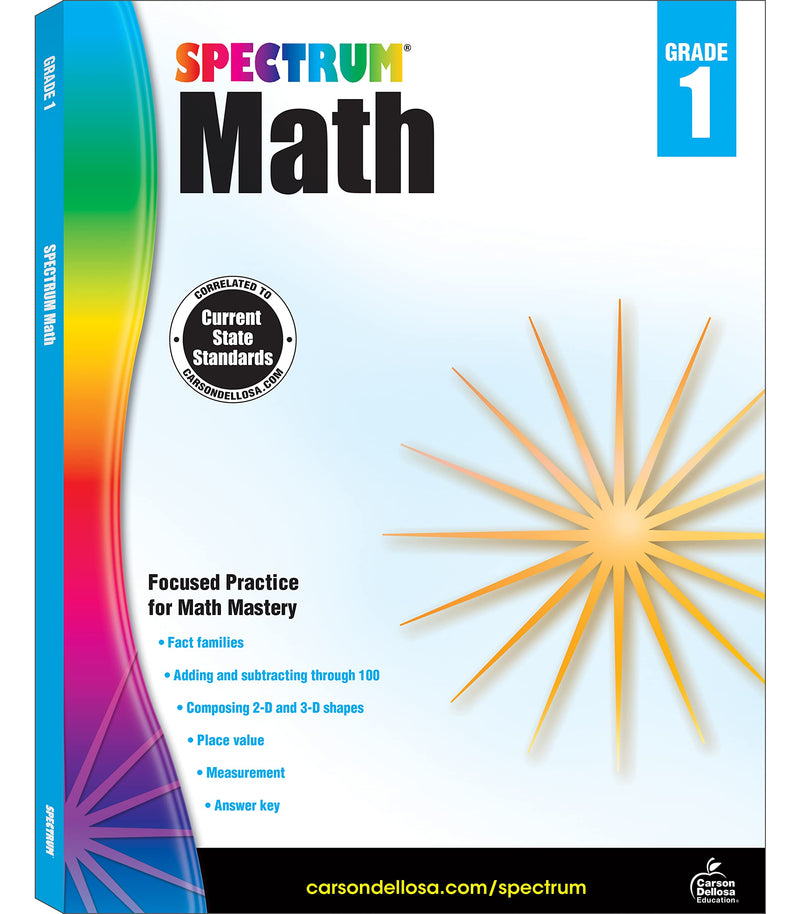 Spectrum 1st Grade Math Workbook, Addition and Subtraction Through 100, Place Value, Fact Families, 2-D and 3-D Shapes, Spectrum Grade 1 Math Workbook for Classroom or Homeschool Curriculum