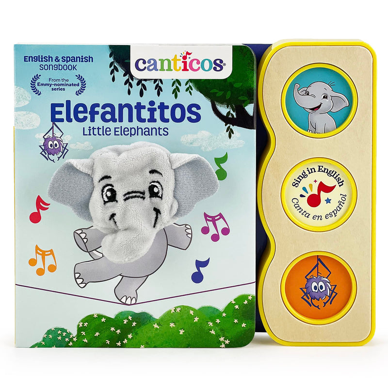 Canticos Little Elephants / Elephantitos Spanish / English Bilingual Finger Puppet Sound Book for Babies and Toddlers, Ages 1-5